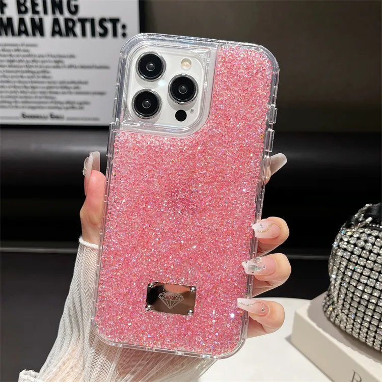 Trending Pretty 3 en 1 Glitter back fundas Phone case sparkle Diamond CASE para Redmi Note 13 13pro A3