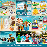 YACHEN Seau à glace gonflable en PVC avec couvercle rabattable, refroidisseur de boissons flottant avec porte-gobelets pour la plage, la piscine et les fêtes