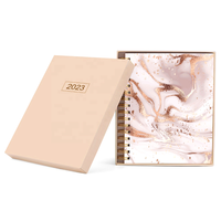 En gros personnalisé Rosered Marbre Design B5 Cahier à spirale Couverture CMJN Imprimé en vrac Épais Journal Papier Matériel Boîte Cadeau Emballage