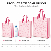 Sac fourre-tout non tissé à imprimé doodle rose avec poignées rose vif, sac de courses réutilisable