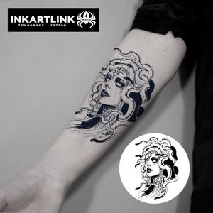 Autocollant de tatouage INKARTLINK pour le corps, autocollant de tatouage en papier, Méduse Gorgone, imperméable, écologique, longue durée, 15 jours, en vrac - Product Image 1