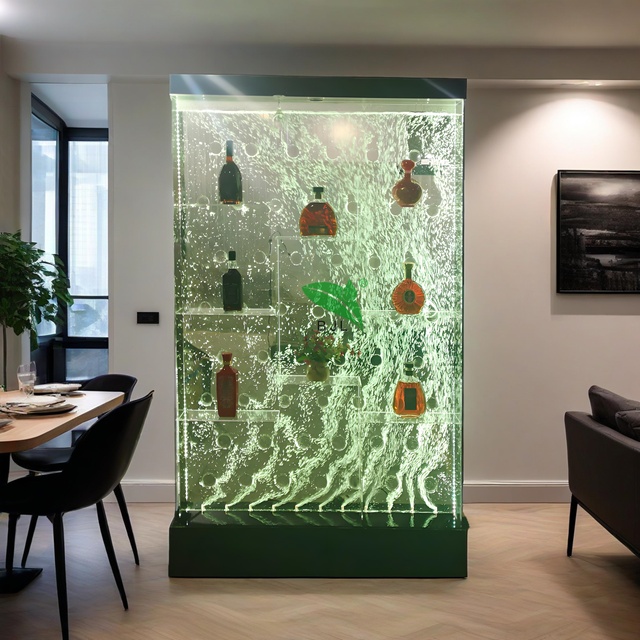 Glowing Led Color Changing Acrylic Water Bubble Wall Display Shelf Cabinet Home Living Room Bar Furniture