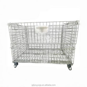 אחסון מוצרים מגולוון מתקפל מפלט פלדה מפסל חוט stackable עם מכסים - Product Image 6