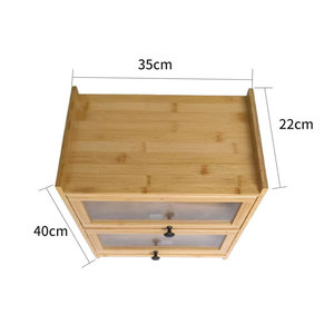 กล่องขนมปังไม้แบบสองประตู ชั้นวางของหลายชั้น ตู้เก็บของในครัว - Product Image 2