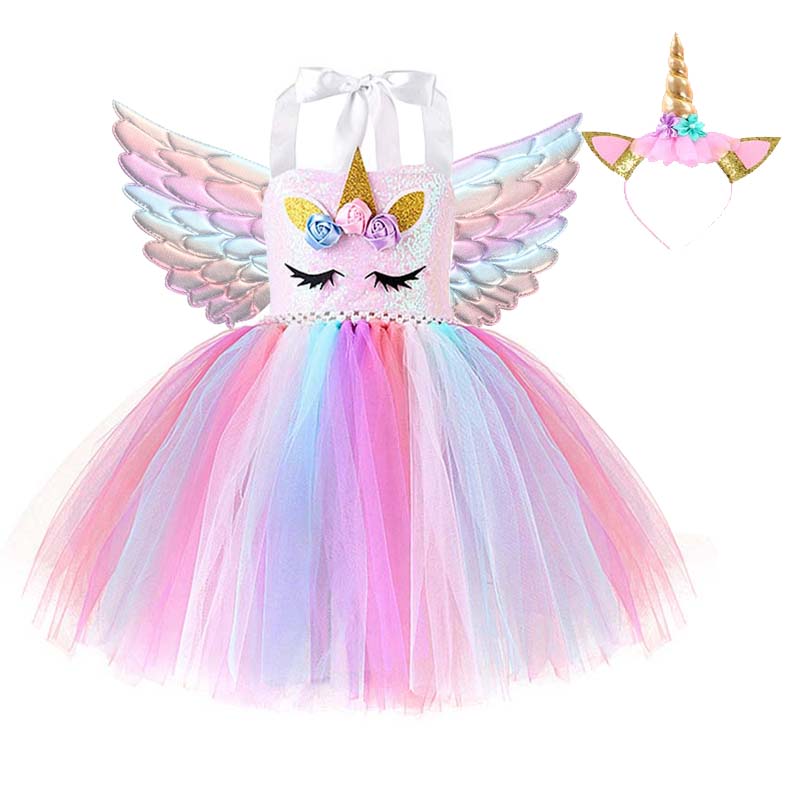2023 Unicorn Halloween Costume Dress for Girls - Tutu with Chic Horn Design,  Available in 4 Colors, Sizes S-2XL