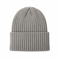 Bonnet d'hiver en tricot côtelé uni et chaud avec revers, personnalisable avec logo brodé OEM
