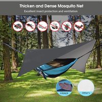 Tenda tempat tidur gantung Kemah luar ruangan portabel, dengan terpal dan jaring nyamuk tali pohon tunggal atau ganda tahan lama
