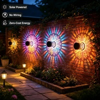 Lampe murale de projection solaire Mandala en gros, motif floral décoratif pour jardin extérieur, lampe de nuit à changement de couleur