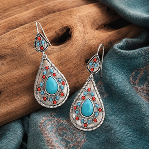 Orecchini retrò a goccia d'acqua turchese, regali per feste da donna - Product Image 1