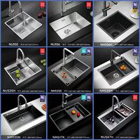 Évier de cuisine à cuve unique en acier inoxydable 304 fait main, surface nano moderne, gris anthracite, pour lavage de légumes