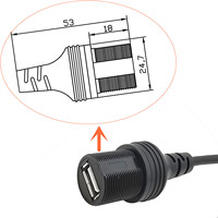 USB 2.0 mâle vers femelle avec fonction étanche et joint en caoutchouc pour tableau de bord de voiture et bateau