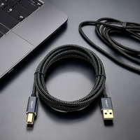 Pemindai USB 2.0 kecepatan tinggi kabel Printer USB-A ke USB-B jaket nilon pengisian cepat 3A untuk HP Dell untuk Epson Brother Lexmark