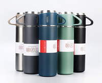 Regalo de Navidad 3 uds viaje al aire libre café té termo vacío botella de agua de acero inoxidable juego de regalo con 2 tazas