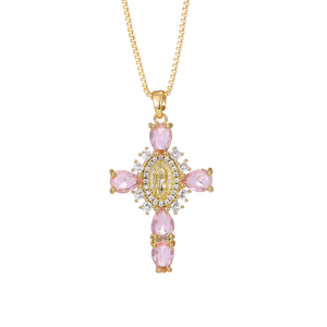 Hot Selling Fashion Versatile Jewelry <b>Copper</b> Inlaid With Zircon Stones Cross Pendant Necklace for Men Women Factory Wholesale - Product Image 5