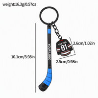 Ensemble porte-clés bâton de hockey et maillot de hockey en gros, porte-clés sportifs pour cadeaux promotionnels, logo personnalisé, souvenir, directement de l'usine
