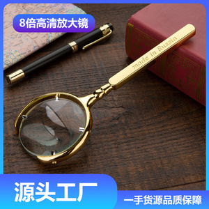Handheld 8x Magnifying Glass 90 Mm Lens Gold Crescent Shape For Map Reading Jewelry Appraisal - Product Image 5