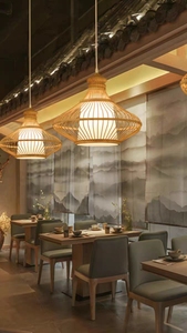 โคมไฟระย้าไม้ไผ่งานแฮนด์เมดสไตล์จีนโคมไฟแนวชนบทสำหรับร้านอาหารบ้านชาและอินน์โคมไฟศิลปะทำจากไม้ไผ่เรียบง่ายสุดสร้างสรรค์ - Product Image 4