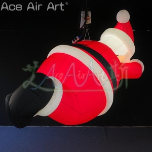 Papá Noel inflable en pose voladora de superhéroe con luz LED para decoración de techo interior - Product Image 6