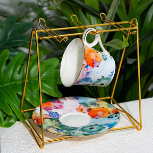 Ceramic Tea Set with Floral Design <b>Teapot</b> and <b>2</b> <b>Cups</b> Saucers <b>for</b> Afternoon Tea - Product Image 2