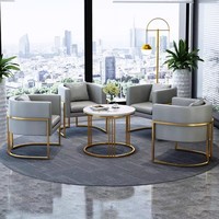 Canapé en U de luxe léger, table basse et chaise pour salon de beauté, bureau de vente, réception d'hôtel, mobilier de négociation