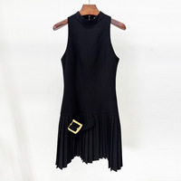 Robe d'été décontractée sans manches, simple, élégante, plissée, courte, style A, pour femmes