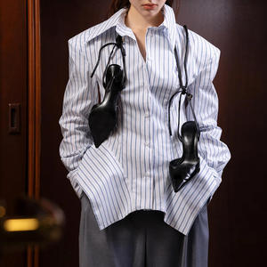 Mode 2026 Damenbekleidung Boutique Frauen Streetwear Langarm-Bluse Sexy Oberteile Einzigartiges Design Gestreiftes Freizeitkleid - Product Image 4