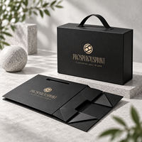 Maßgefertigte Starre Zusammenklappbare Verpackung Magnetische Geschenkbox Große Faltbare Karton Schwarze Luxus-Geschenkboxen Mit Griff Magnetischer Deckel