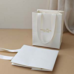 Sacs cadeaux en carton blanc avec poignée en ruban de luxe personnalisés, emballage en papier imprimé pour bougies et artisanat, votre propre logo inclus - Product Image 5