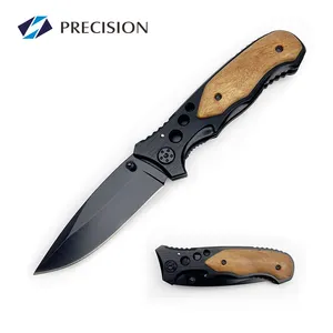 4,5 Zoll schwarz 3Cr13 Stahl Holzgriff Outdoor EDC Camping Überleben individuelles klappbares Taschenmesser für Outdoor