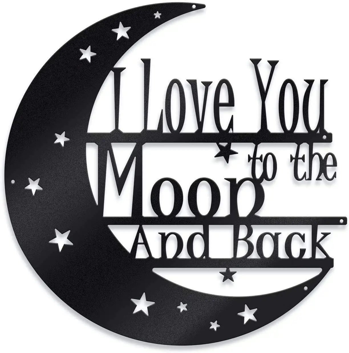 I Love You To The Moon And Back Wall Art-8 inches Decoration Hanging gift with Love Quote metal
