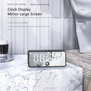 Mini-enceinte portable sans fil Bluetooth avec woofer, double <span class=keywords><strong>réveil</strong></span>, <span class=keywords><strong>radio</strong></span> FM, compatible carte micro SD, pour ordinateur, home cinéma, commande vocale - Product Image 4