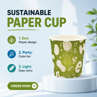 Gobelets en papier jetables imperméables à paroi simple de qualité alimentaire avec couvercles anti-fuite pour thé au lait/boba - Écologiques, logo personnalisable