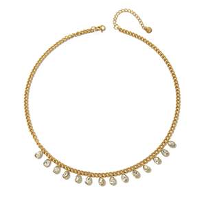 สร้อยคอแฟชั่นเคลือบทอง PVD สแตนเลสสตีล 316L ดีไซน์คริสตัลทรงหยดน้ำ ทนทาน เป็นมิตรต่อสิ่งแวดล้อม - Product Image 1