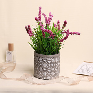 Fleurs artificielles Jinhe dans des pots en ciment 8x8x26cm pour décorations de maison et de mariage - Product Image 2