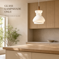 Abat-jour en verre soufflé blanc de 173 mm de large pour luminaire suspendu simple avec finition opale, couvercle décoratif pour éclairage intérieur
