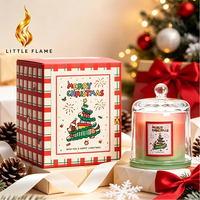Coffret Cadeau de Noël : Bougie Parfumée Sous Cloche en Verre, Boîte Imprimée Festive, Décoration Hiver Maison, Cadeau de Fête, Vente en Gros