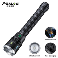 Lampe torche noire de chasse et de plongée, rechargeable par USB-C, longue portée, rétractable, zoom, haute capacité, pour l'extérieur