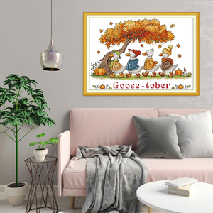 NKF, venta al por mayor, juego <span class=keywords><strong>de</strong></span> regalo <span class=keywords><strong>de</strong></span> bordado DIY moderno <span class=keywords><strong>para</strong></span> gansos <span class=keywords><strong>principiantes</strong></span> en otoño, Kit <span class=keywords><strong>de</strong></span> <span class=keywords><strong>punto</strong></span> <span class=keywords><strong>de</strong></span> <span class=keywords><strong>cruz</strong></span>, patrón, pinturas <span class=keywords><strong>de</strong></span> naturaleza muerta <span class=keywords><strong>para</strong></span> el hogar - Product Image 1