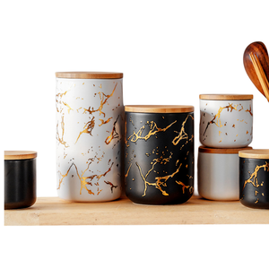 Nordic Gold-plated Dolomite Ceramic Sealed Cans Kitchen Multigrain Storage Jar Food Storage Jar Coffee Tea Jar Sealed Box