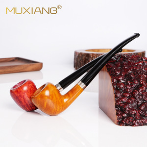Muxiang Tobacco Pipe Bent Type 3mm Smoke Channel Handmade Solid Wood Smoking Accessory - Product Image 1