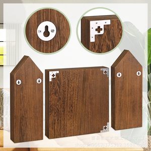Wooden House Shaped <b>Display</b> Box <b>Wall</b> Mounted 3 Tier Storage Rack For Figurines And Decorations - Product Image 1