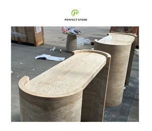 Mesa de comedor de Travertino romano personalizada y mesa de centro de lujo muebles de piedra natural para el hogar y el <span class=keywords><strong>hotel</strong></span> diseño de travertino - Product Image 2