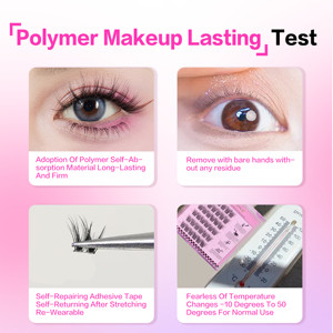 Extensions de <span class=keywords><strong>cils</strong></span> auto-adhésives en grappes, noires, sans colle, DIY, 5D, effet Sweet Doll, à presser, pré-collées, Star Push, effet wispy, réutilisables, volume - Product Image 6