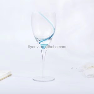 Calice da Vino Rosso per Dessert <span class=keywords><strong>con</strong></span> Stelo Lungo e Banda Blu a Spirale, Idoneo per Lavastoviglie, Ideale per Matrimoni - Vendita all'Ingrosso - Product Image 1