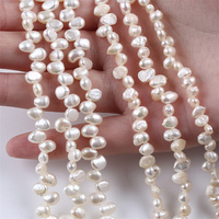 Perles d'eau douce, fil de perles baroques blanches, avec trou supérieur de 5-6mm, vente en gros, 50 pièces