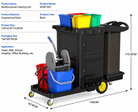 Chariot de nettoyage multifonctionnel commercial avec seaux essoreurs pour serpillères, chariot utilitaire pour hôtels, centres commerciaux, écoles, hôpitaux