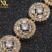 Juego de Brazaletes de Lujo con Eslabones Cubanos, Chapados en Oro de 18K, Aleación de Cobre, Engaste de Garra, Unisex, Joyería Hip Hop Bling para Aniversario y Cumpleaños