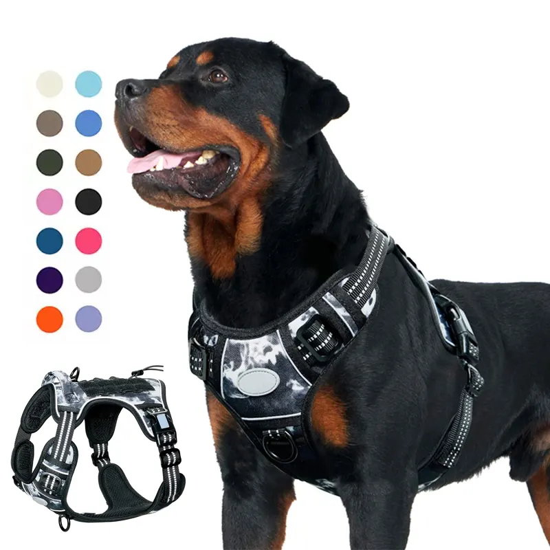 Dropshipping Products 2024 Durable Nylon Tactical Dog Harness Reflective No Pull Vest For Medium-To-Large Dog