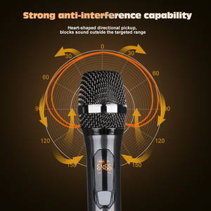 Microphone sans fil double UHF, faible latence, portée de 50 m, micro plug-and-play pour karaoké, soirée à domicile, <span class=keywords><strong>discours</strong></span>, vente en gros - Product Image 2