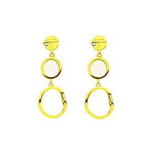 Pendientes Geométricos de Moda, Chapados en Oro PVD, Acero Inoxidable 316L, Cuarzo Sostenible y Resistente - Product Image 2